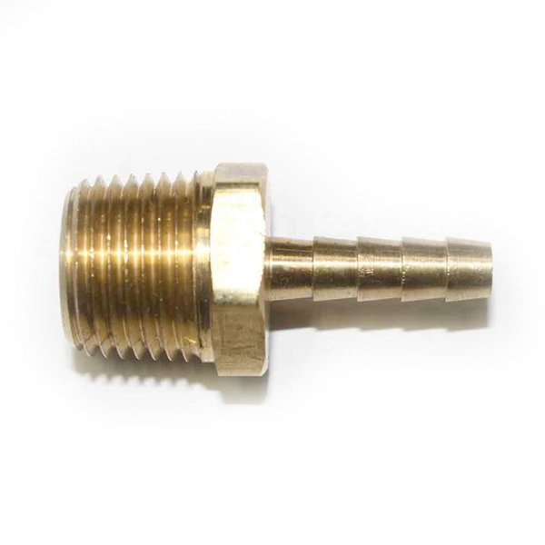 Interstate Pneumatics Brass Hose Barb Fitting, Connector, 1/4 Inch Barb X 1/2 Inch NPT Male End FM84